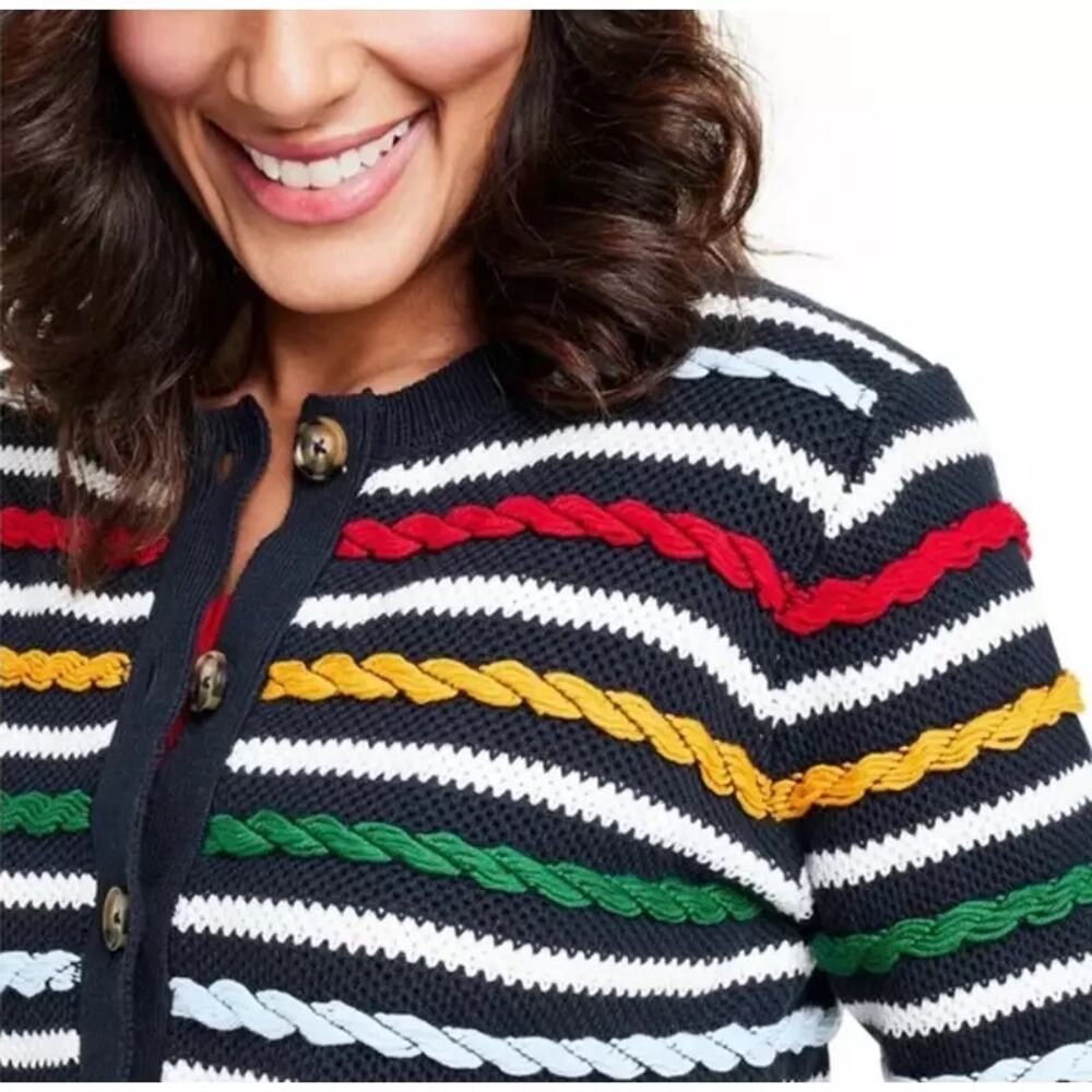 La Ligne x Target Textured Striped Long Sleeve Cardigan Sweater Multi Womens XXS - Picture 4 of 7